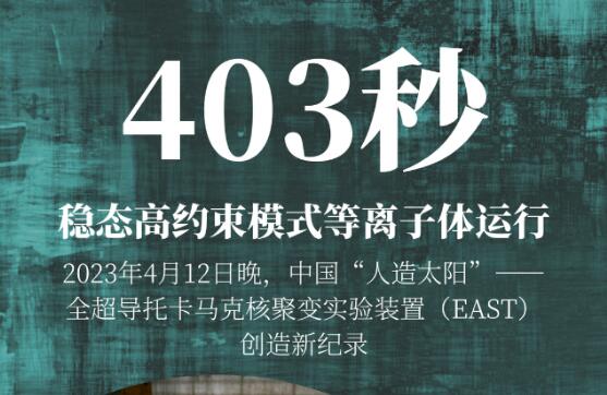403秒！中國“人造太陽”獲重大突破