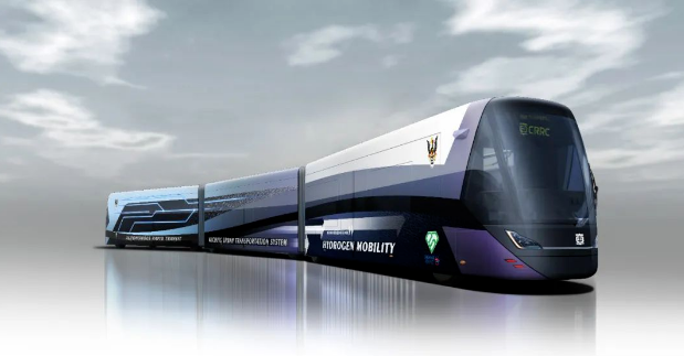 中國中車自主研制的全球首輛氫能源智軌“出?！瘪R來西亞