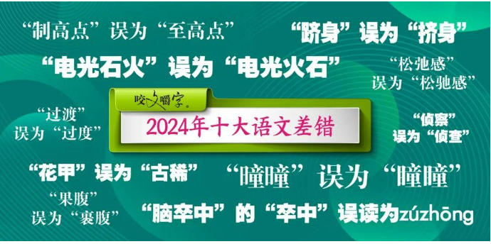 《咬文嚼字》發(fā)布2024年十大語(yǔ)文差錯(cuò) 電光石火、腦卒中等字詞“上榜”