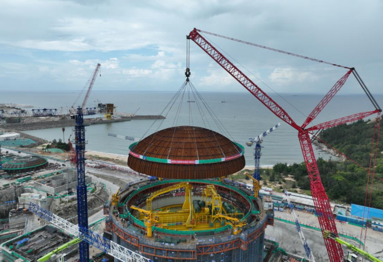 中廣核廣東陸豐核電項目6號機組完成穹頂?shù)跹b