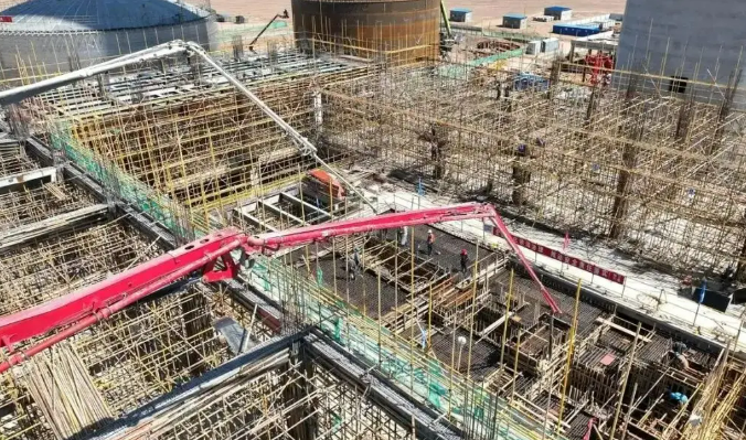 中能建哈密“光熱儲”一體化項目汽輪機(jī)基礎(chǔ)完成澆筑